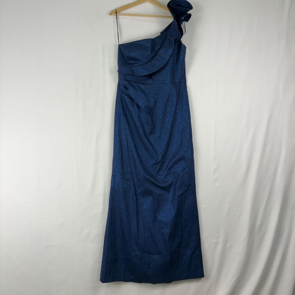 One-Shoulder Navy Evening Gown
